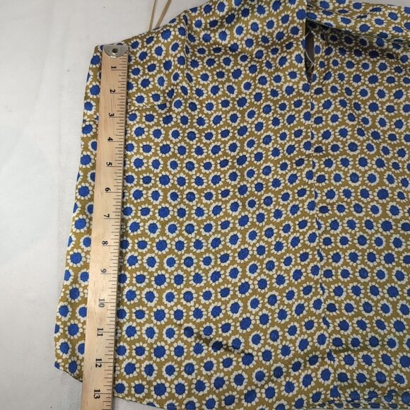 Heartloom Cross Halter Tank Top V-Neck Floral FLower Gold Yellow Blue M Medium - Picture 10 of 10